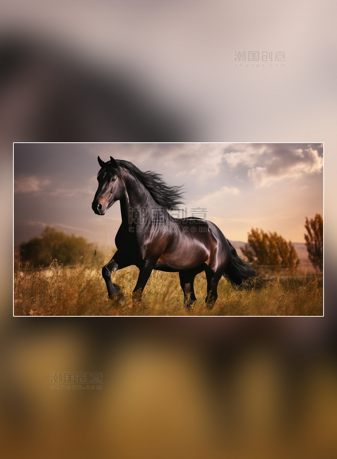 奔腾的马摄影图超级清晰高细节马吃草农场草原牧场一群野马草