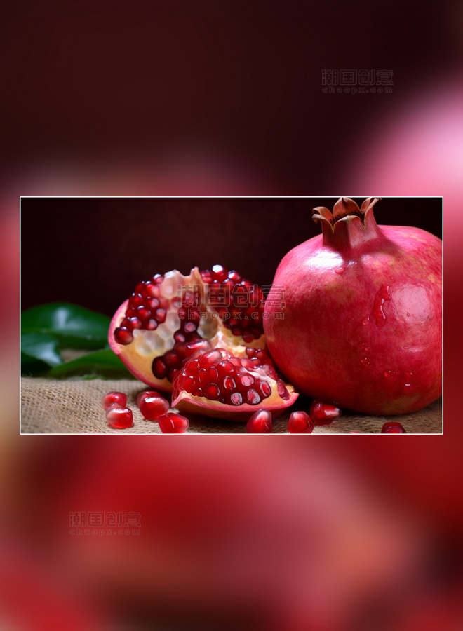 成熟水果特写石榴水果红色软籽多汁摄影图超级清晰高细节新鲜石榴