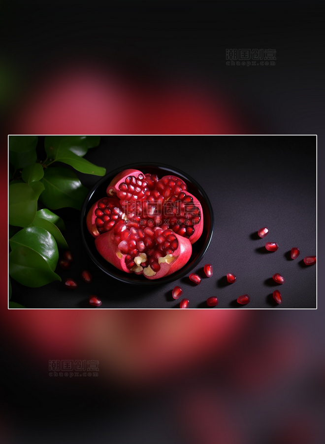 摄影图超级清晰高细节新鲜石榴成熟水果特写石榴水果红色软籽多汁