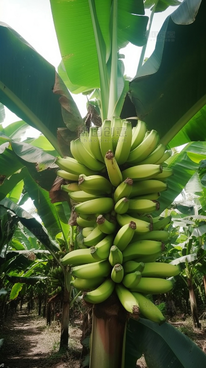 摄影图果园热带水果香蕉树香蕉果园水果新鲜香蕉