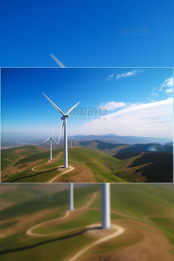风能发电摄影图蓝天白云风能发电摄影图新能源环保