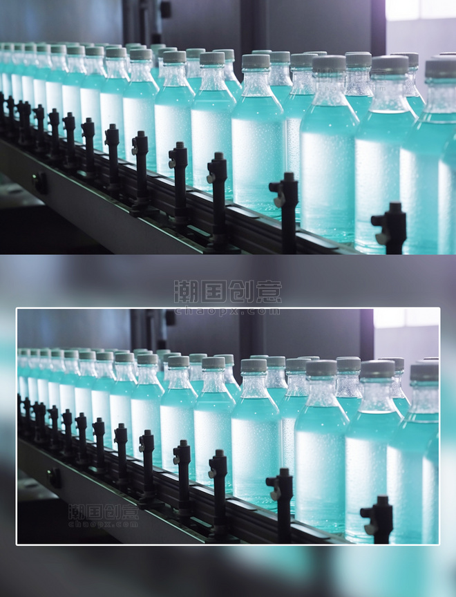 饮料矿泉水机械自动化生产线摄影流水线