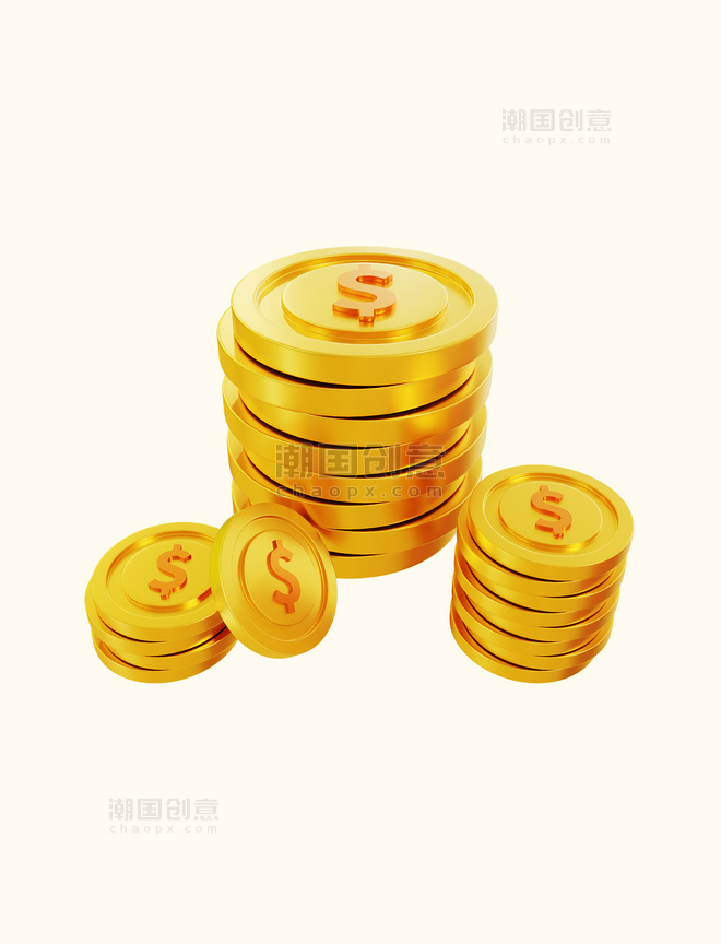 3D立体金融经济理财金币