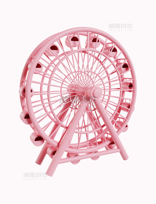 3D立体粉色娱乐设施摩天轮