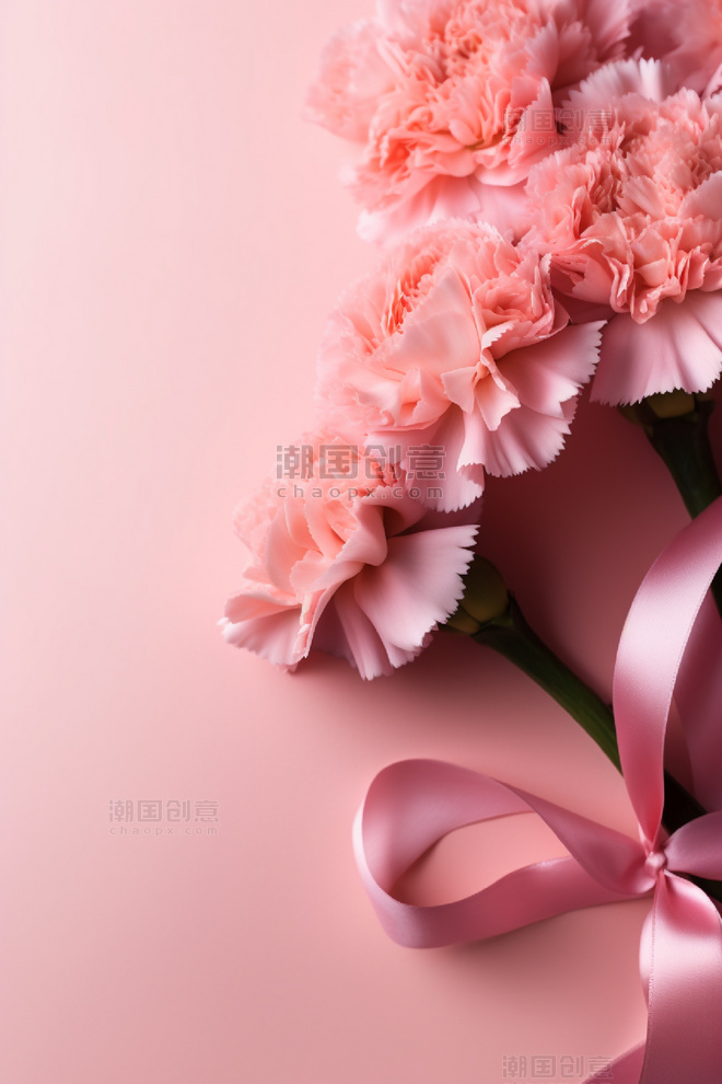 康乃馨粉色花朵飘带摄影