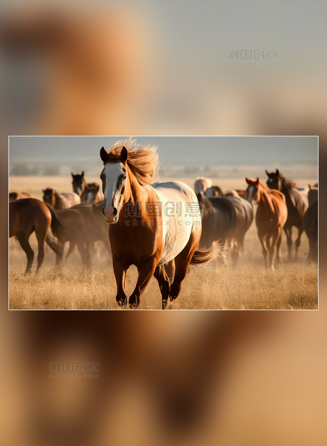 草马奔腾的马摄影图超级清晰草原农场