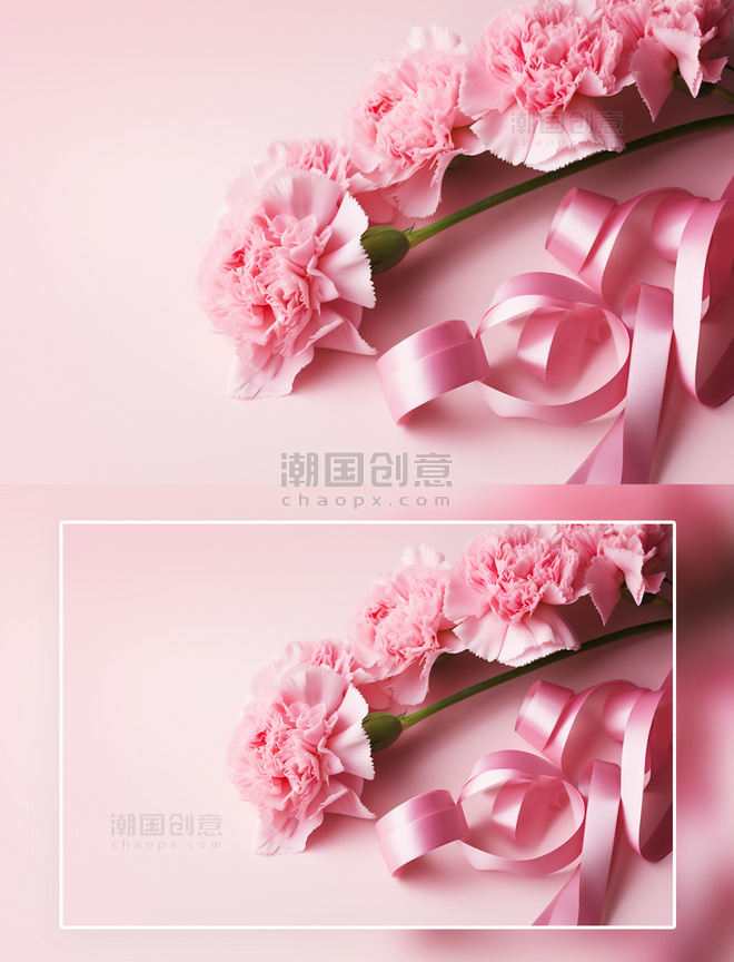 粉色康乃馨飘带花朵花卉摄影