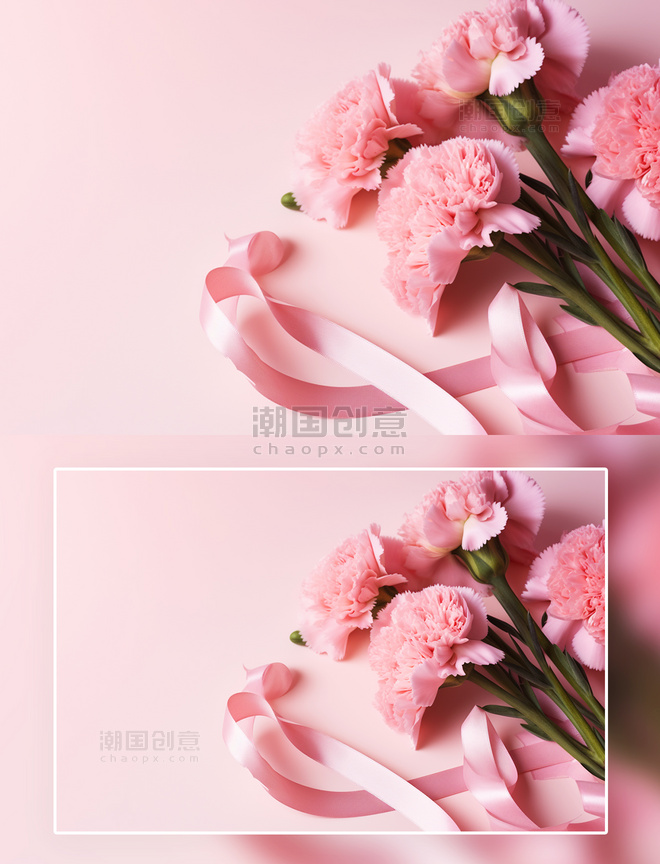 康乃馨粉色飘带花朵花卉摄影