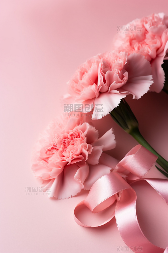 康乃馨花朵花卉飘带摄影