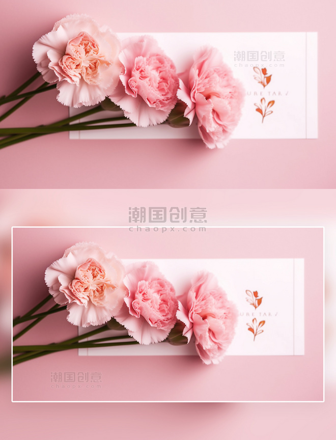 粉色康乃馨花朵信封摄影