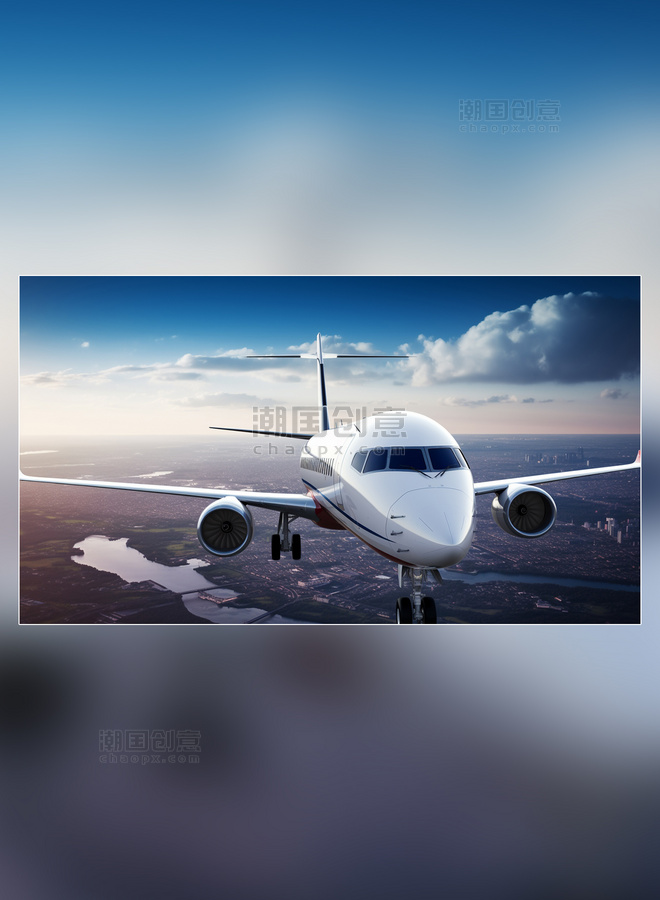 飞机运输飞行私人飞机广阔视角摄影图旅行者航空飞机交通工具