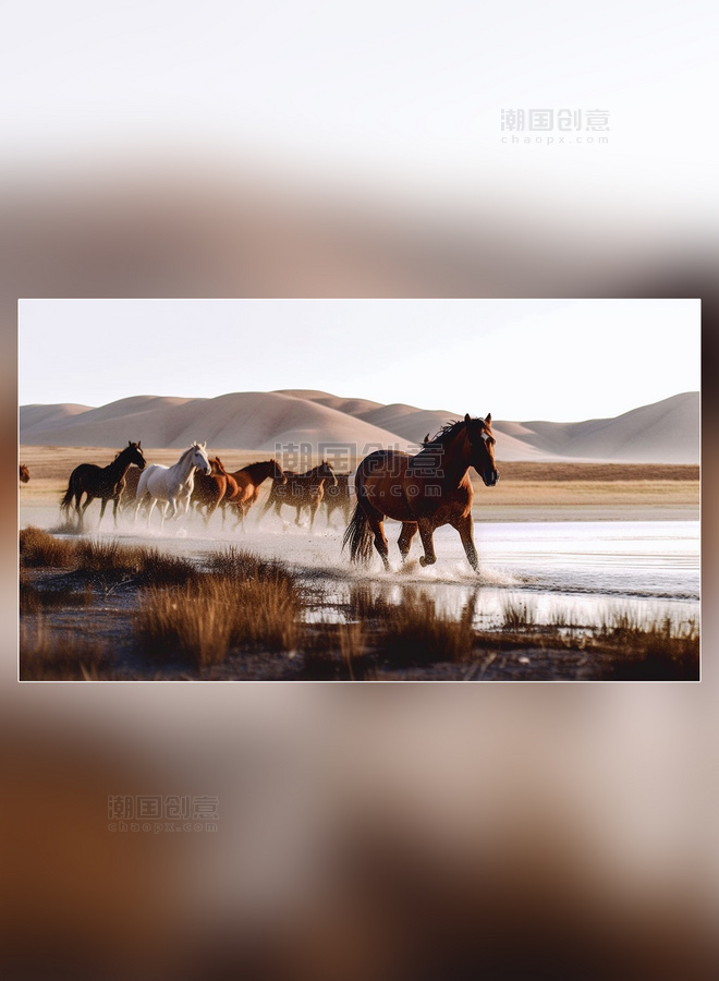 草原农场摄影图超级清晰草马奔腾的马