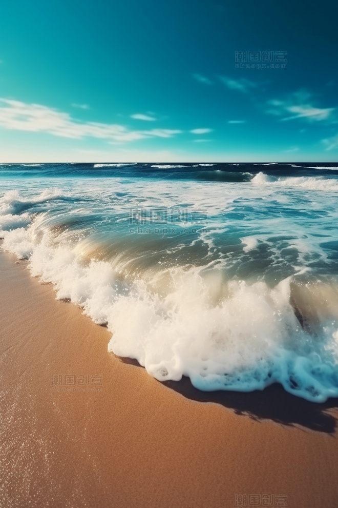 海边海浪浪花沙滩摄影