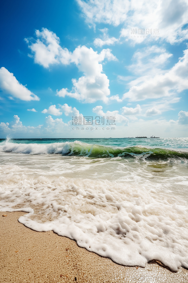 蓝天白云海边沙滩摄影
