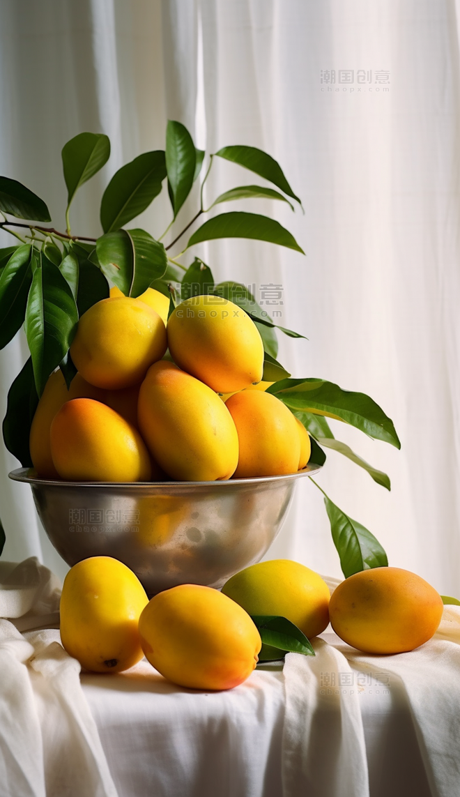 桌面成熟新鲜芒果商业摄影图