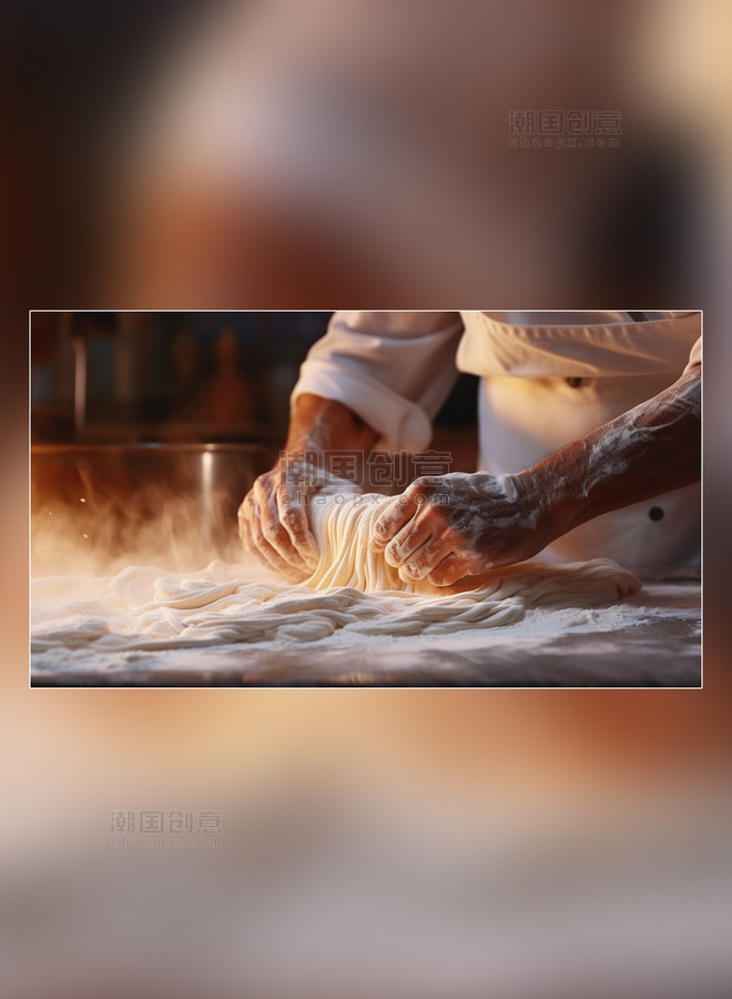 面食面粉面包摄影图超级清晰蛋糕师在揉面