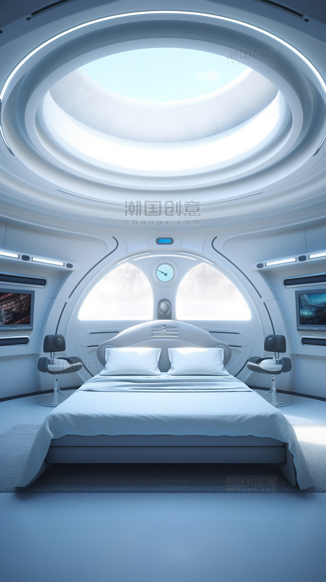 科技未来太空仓卧室背景