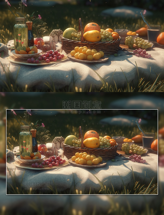 野餐美食水果芒果葡萄