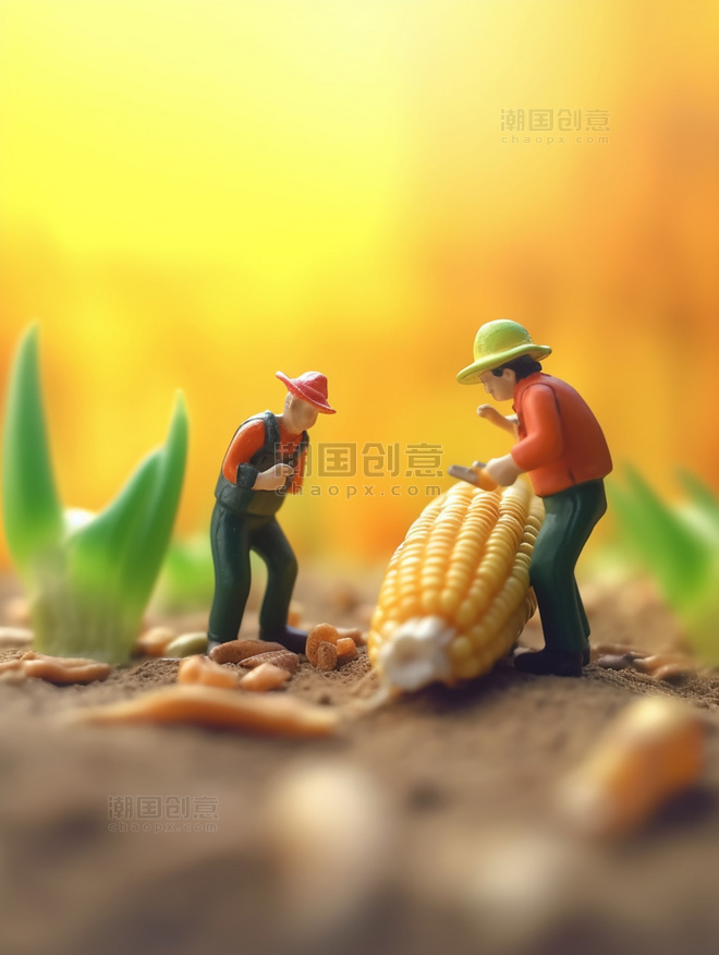 微距摄影蔬菜帝国蔬菜迷你两名工玉米3d渲染