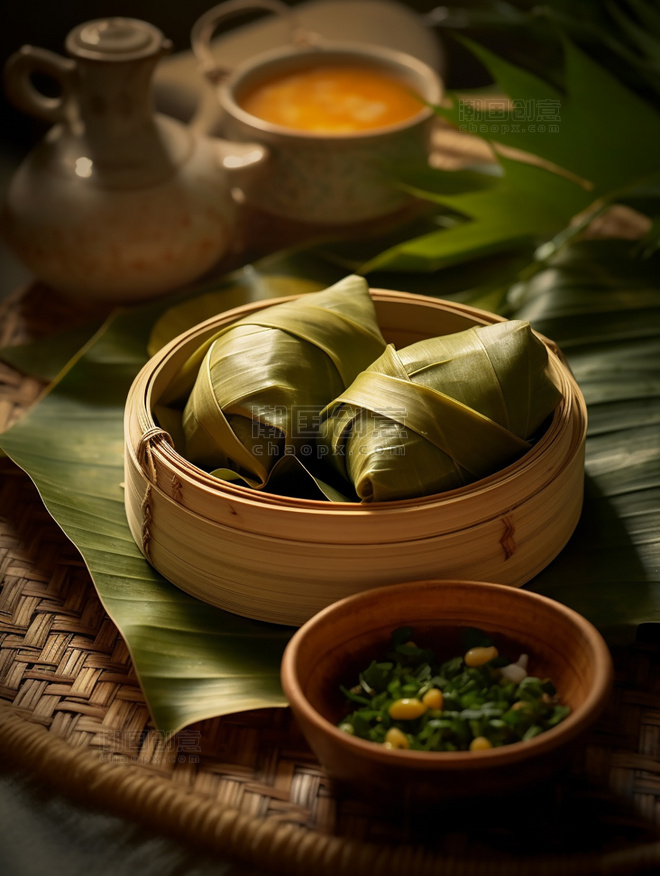 糯米五谷甜粽肉粽摄影图高清图端午节粽子