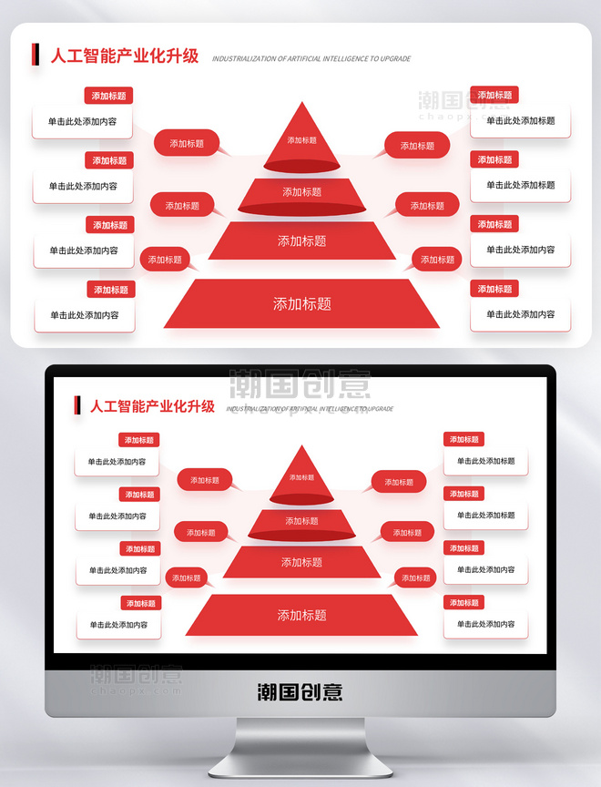 PPT红黑色模板单页商业计划书逻辑排版图文排版