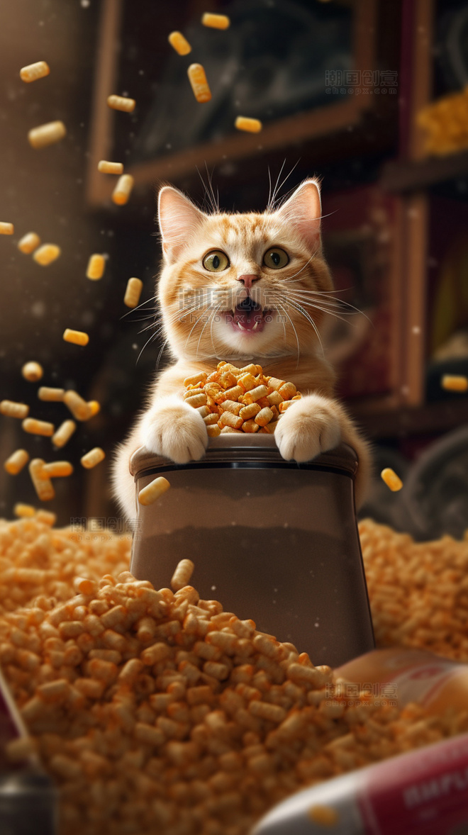  猫粮动物食品猫咪摄影图 