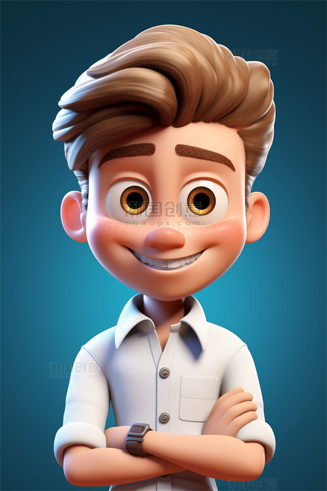 3D可爱风皮克斯风格人物肖像头像市场营销数据分析师男性男孩2