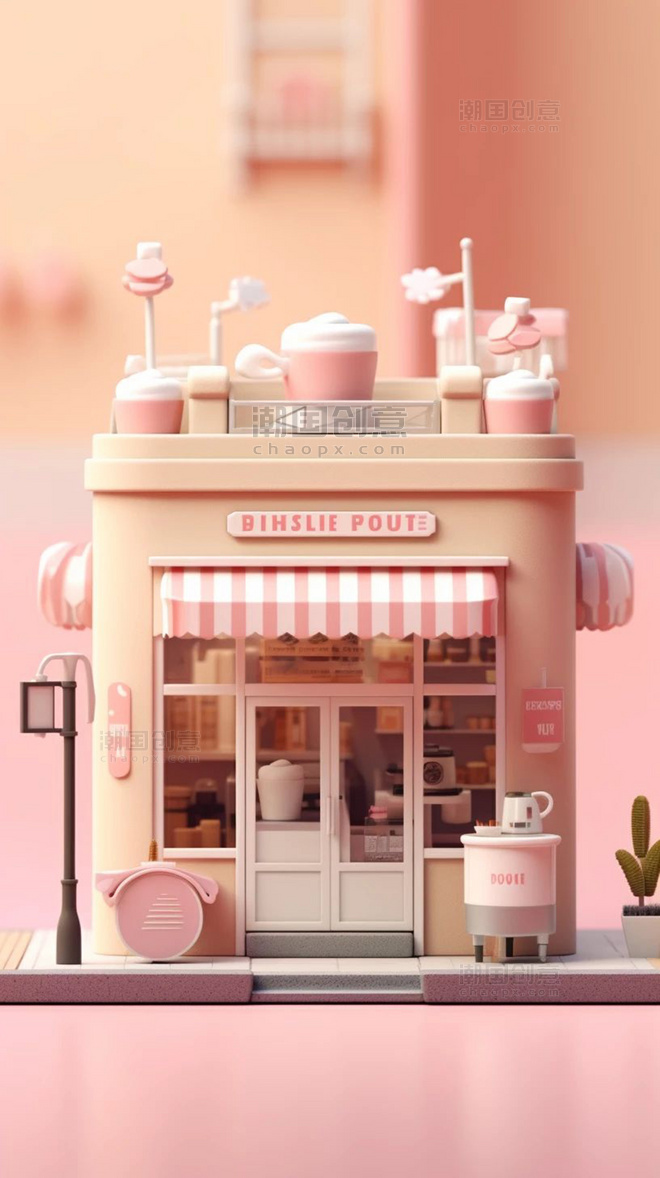 粉色商业店铺奶茶店