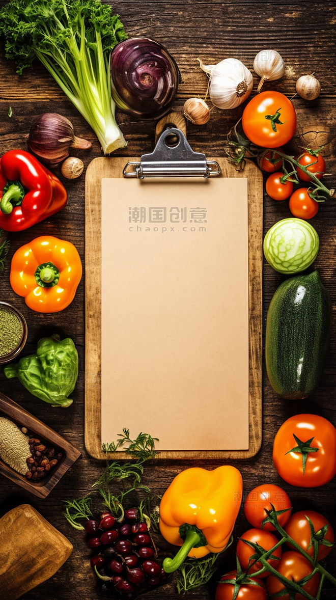餐饮类菜单框蔬菜水果菜单餐饮中餐西餐摄影图边框