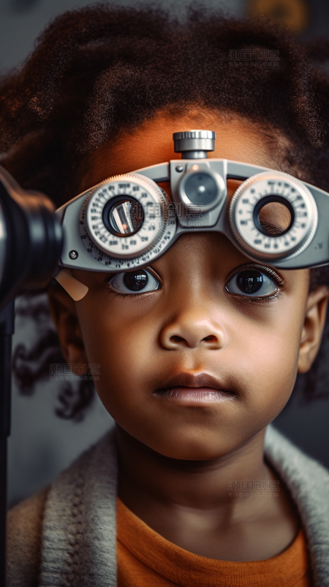 摄影图儿童视力检测佩戴眼镜