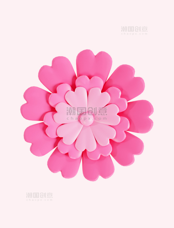 3D立体粉色花朵花卉