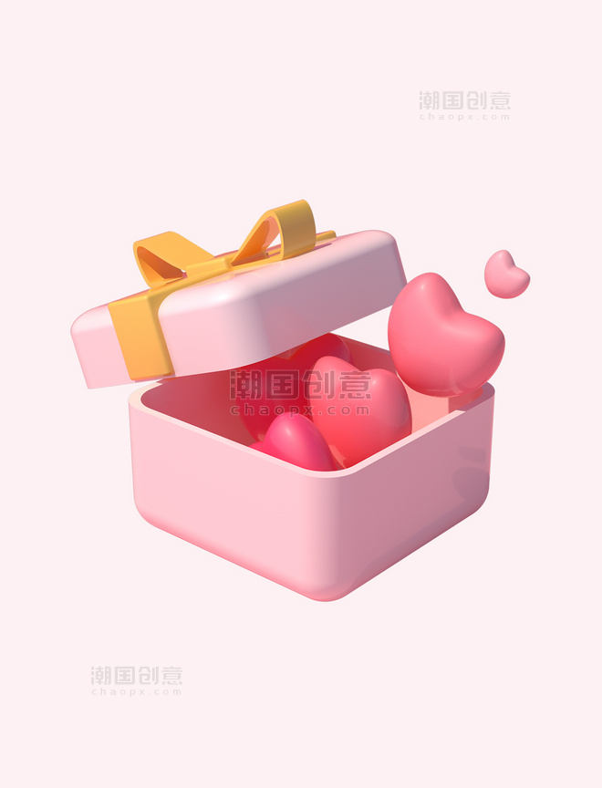 3D立体粉色七夕情人节氛围装饰