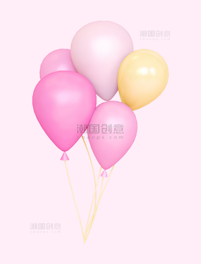 3D粉色C4D立体唯美气球
