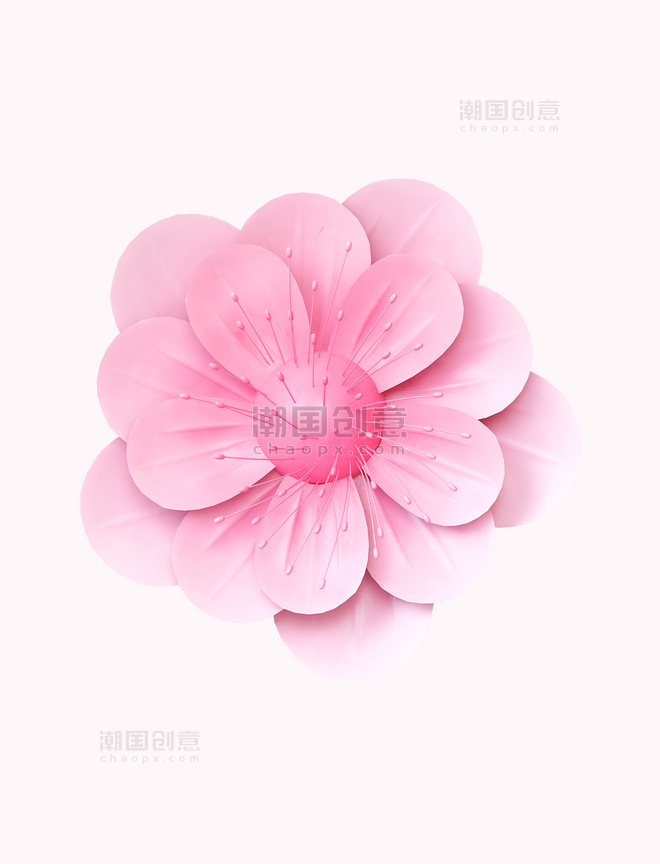 粉色C4D立体植物春天唯美浪漫花朵