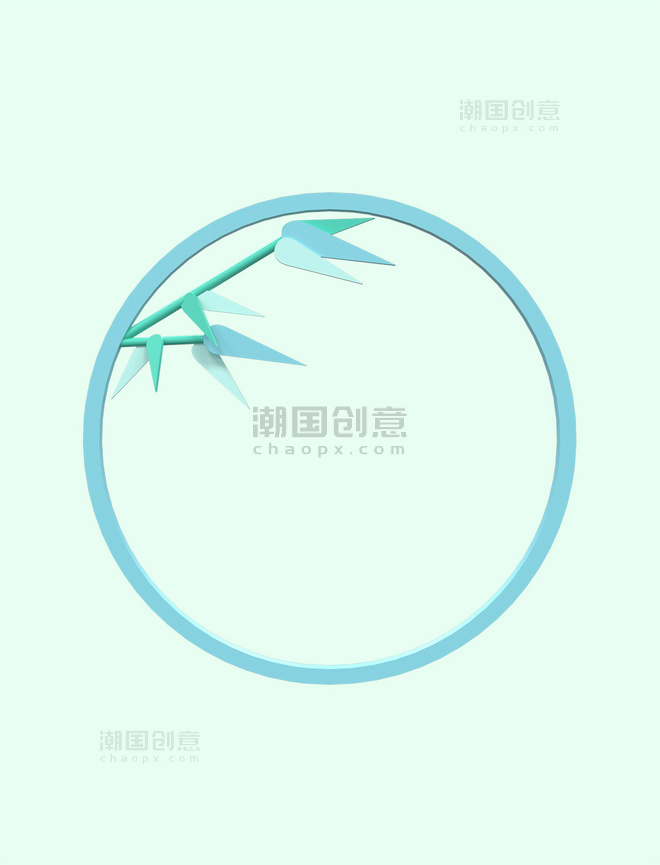 中国风边框清新蓝色竹子头像框