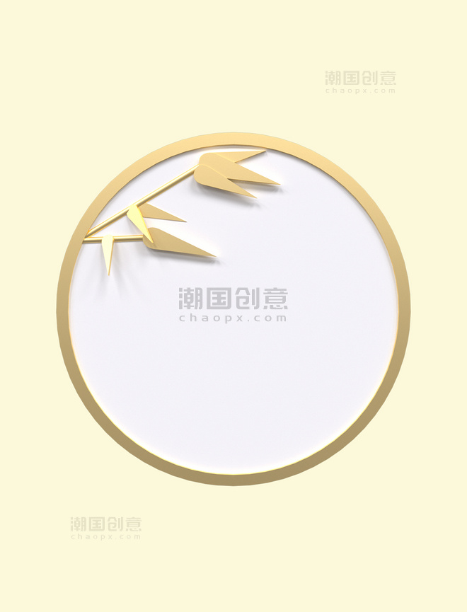 中国风边框金属质感竹子国潮头像框