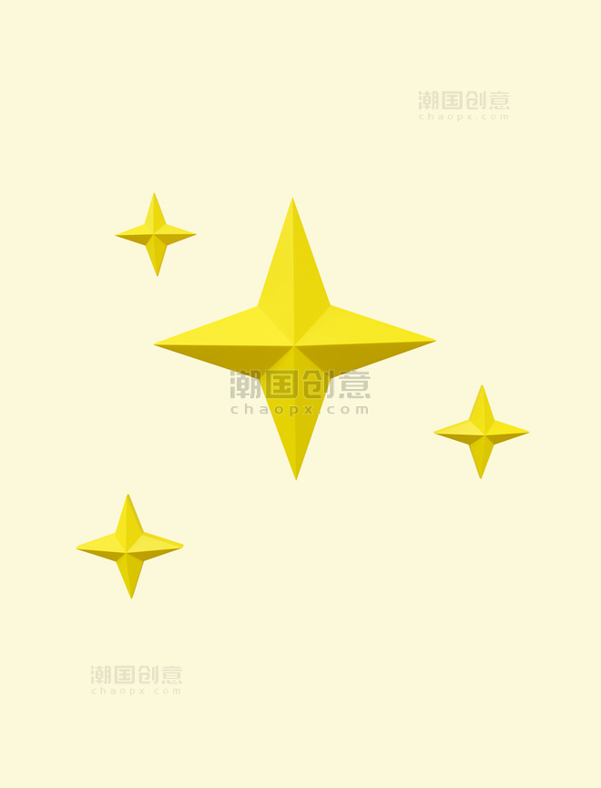 立体黄色星星装饰十字星
