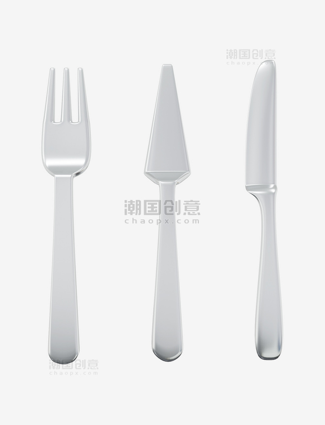 3D立体西餐餐具餐饮刀叉勺