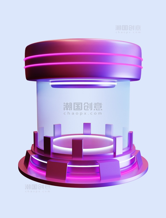 科技感3DC4D立体紫色太空舱