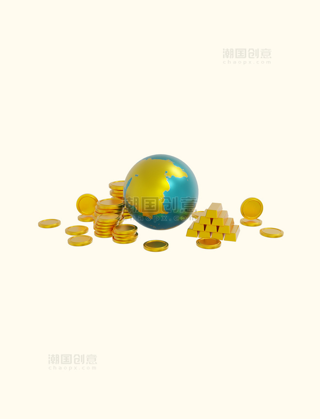 3D立体金融理财经济金币金钱