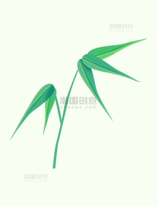 绿色竹叶竹子元素