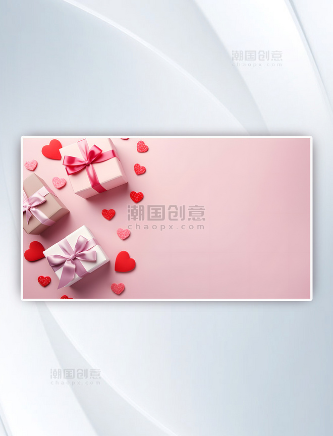 情人节爱心礼物盒粉红色装饰背景