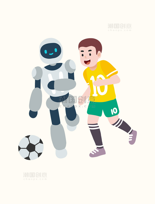 智慧生活踢足球机器人体育运动