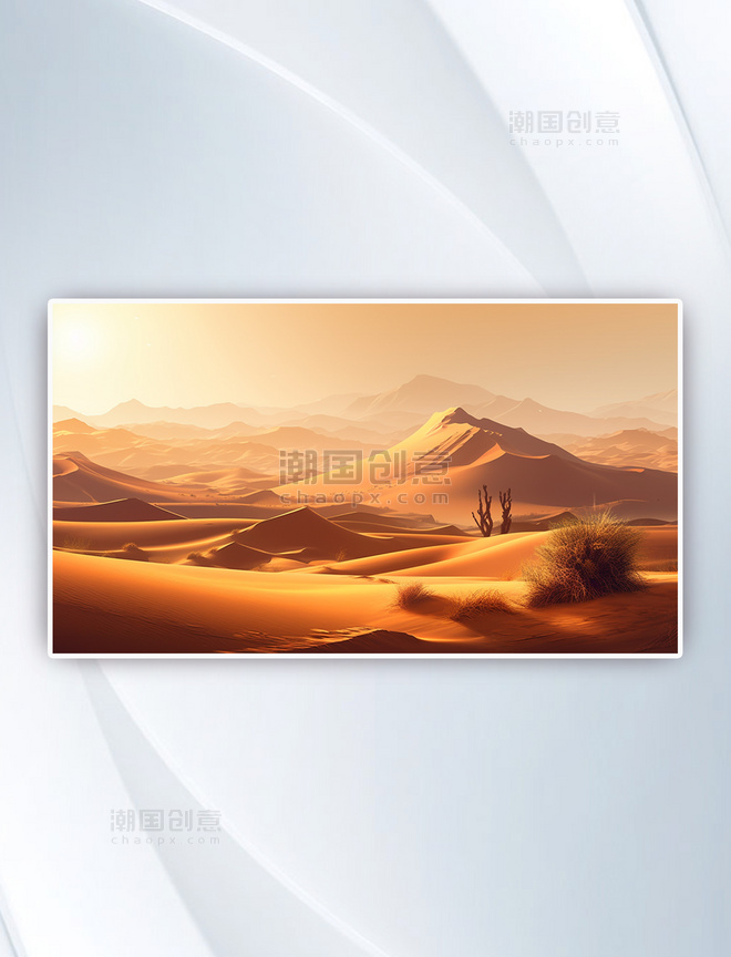 有沙丘的沙漠景观黄沙风景