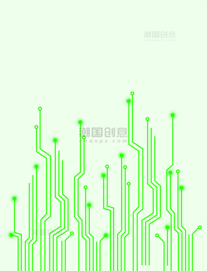 绿色电子芯片电路图科技线条芯片制造