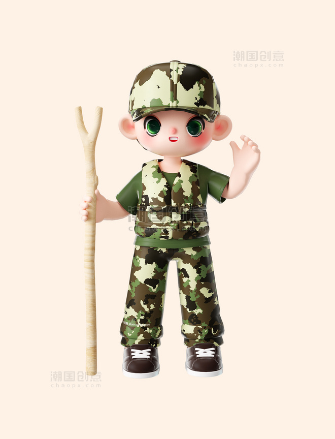3d军事夏令营打招呼小孩儿童迷彩服