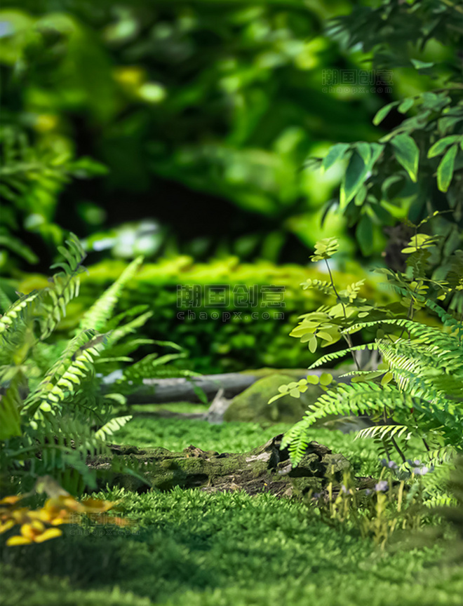 C4D立体绿色植物3D自然场景