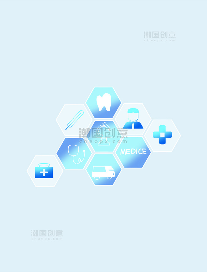 蓝色智慧医疗科技图标组合