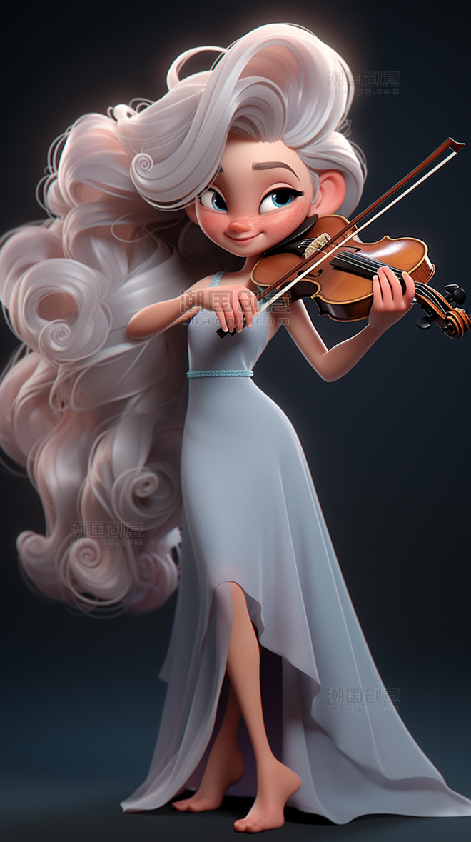 潮玩手办儿童小提琴兴趣班拉小提琴的女孩音乐乐器