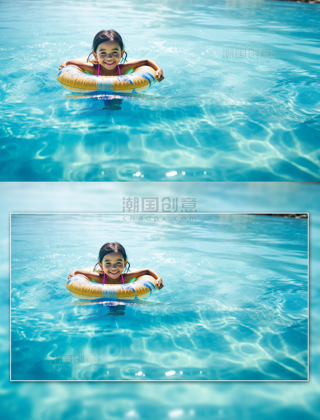 游泳池女孩游泳游泳圈夏天夏季运动